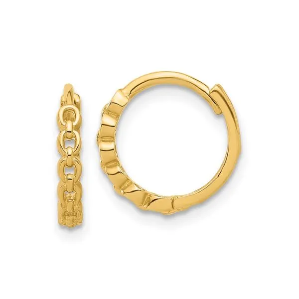 14K Yellow Gold Leslie's Polished Chain Round Link Hoop Earrings Raleigh Diamond Fine Jewelry Raleigh, NC
