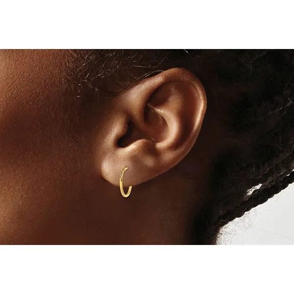 14K Yellow Gold Madi K Polished Hinged Hoop Earrings Image 3 Raleigh Diamond Fine Jewelry Raleigh, NC