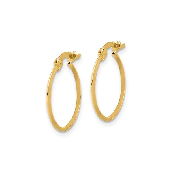 14K Yellow Gold Knife Edge Small Hoop Earrings Image 2 Raleigh Diamond Fine Jewelry Raleigh, NC
