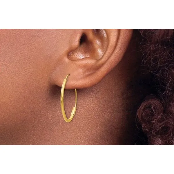 14K Yellow Gold Wire Threader Oval Hoop Earings Image 3 Raleigh Diamond Fine Jewelry Raleigh, NC