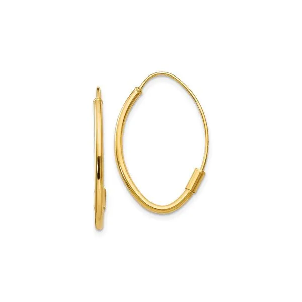 14K Yellow Gold Wire Threader Oval Hoop Earings Raleigh Diamond Fine Jewelry Raleigh, NC