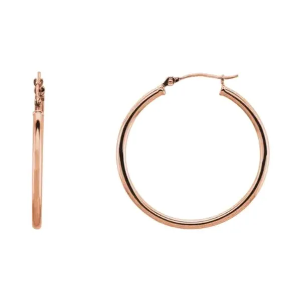 14K Rose Gold 30x2 Tube Hoop Earrings Raleigh Diamond Fine Jewelry Raleigh, NC