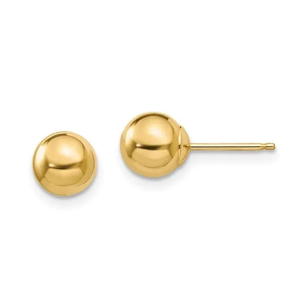 14K Yellow Gold Madi K Polished 6.0mm Ball Post Earrings Raleigh Diamond Fine Jewelry Raleigh, NC