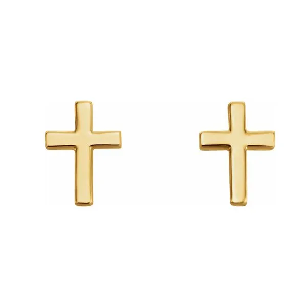 14K Yellow Gold Cross Stud Earrings Image 2 Raleigh Diamond Fine Jewelry Raleigh, NC