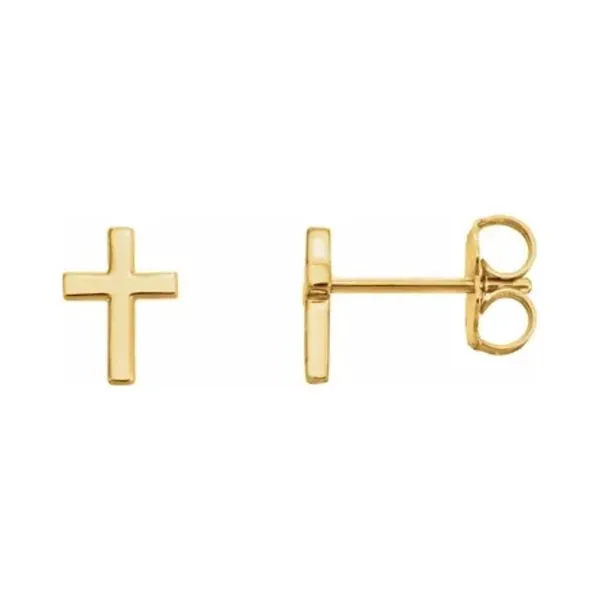 14K Yellow Gold Cross Stud Earrings similar item image
