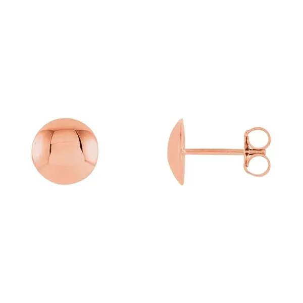 14K Rose Gold 8mm diameter Convex Button Studs Earrings similar item image