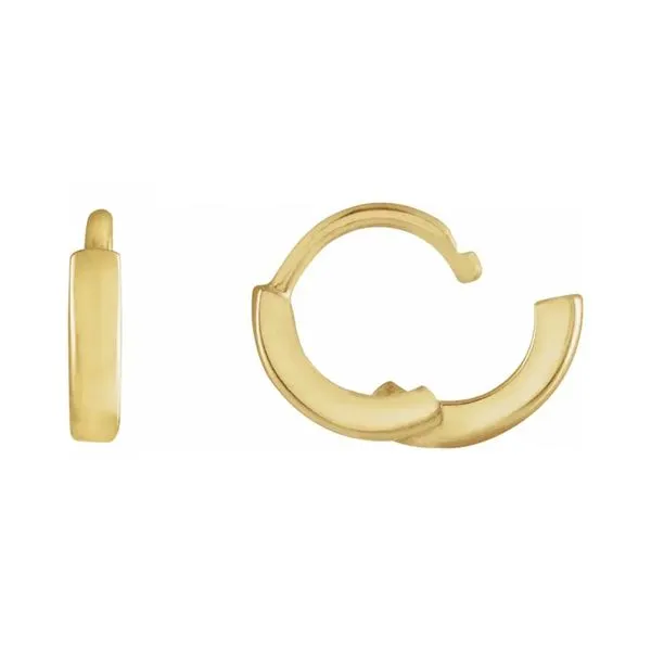 14K Yellow Gold 8mm Hinged Lady's Huggie Hoop Earrings Image 2 Raleigh Diamond Fine Jewelry Raleigh, NC