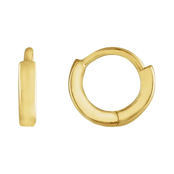 14K Yellow Gold 8mm Hinged Lady's Huggie Hoop Earrings Raleigh Diamond Fine Jewelry Raleigh, NC