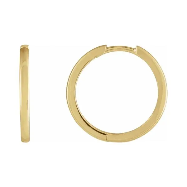 14K Yellwo Gold 18mm Lady's Huggie Hoop Earrings Raleigh Diamond Fine Jewelry Raleigh, NC