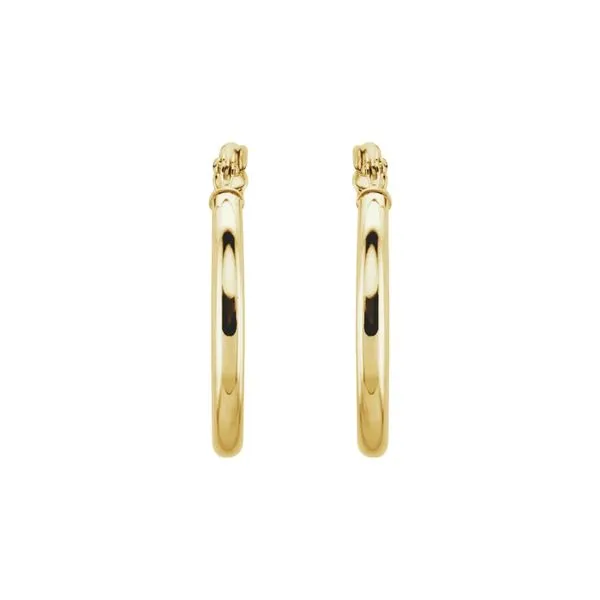 14K Yellow Gold 20mm Lady's Small Hoop Earrings Image 2 Raleigh Diamond Fine Jewelry Raleigh, NC
