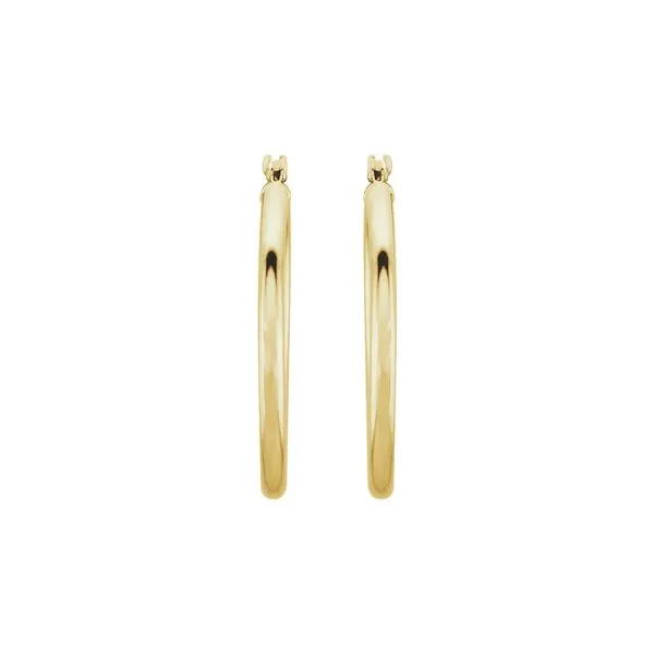 14K Yellow Gold 25mm Lady's Medium Hoop Earrings Image 2 Raleigh Diamond Fine Jewelry Raleigh, NC