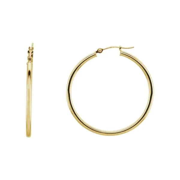 14K Yellow Gold 34mm Lady's Medium Hoop Earrings Raleigh Diamond Fine Jewelry Raleigh, NC