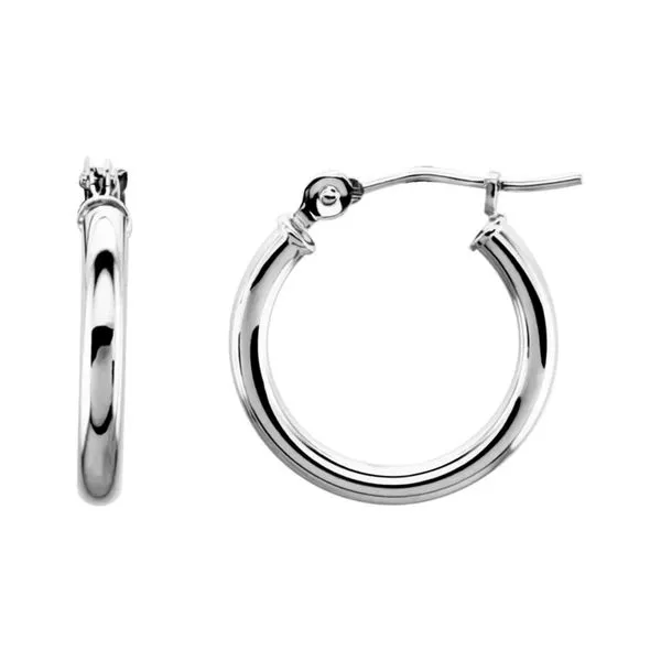 14K White Gold Tube 15.0mm Hoop Earings Raleigh Diamond Fine Jewelry Raleigh, NC