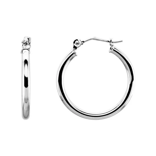 14K White Gold 2mm Small 20mm Hoop Earrings Raleigh Diamond Fine Jewelry Raleigh, NC