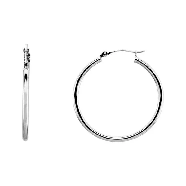 14K White Gold 30mm Medium Hoop Earrings Raleigh Diamond Fine Jewelry Raleigh, NC