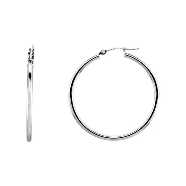 14K White Gold 34mm Large Hoop Earrings Raleigh Diamond Fine Jewelry Raleigh, NC
