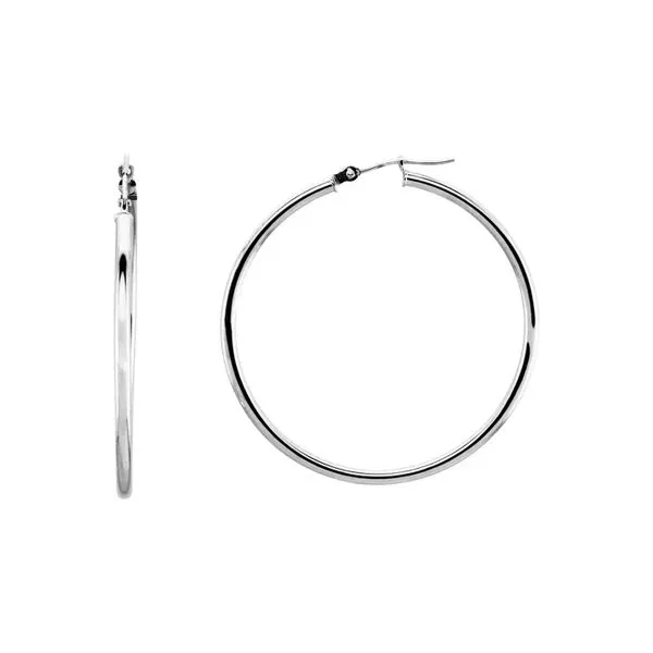 14K White Gold 40mm Large Hoop Earrings Raleigh Diamond Fine Jewelry Raleigh, NC