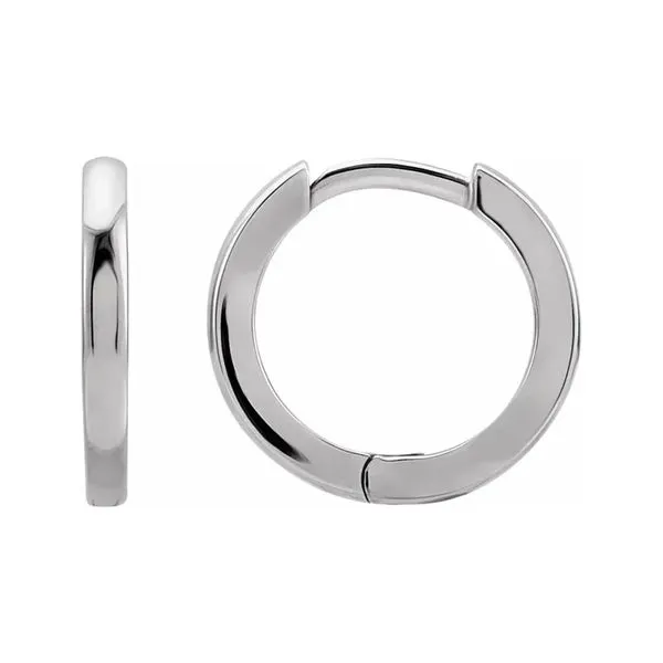 14K White Gold 12.5mm Huggies Hoop Earrings Raleigh Diamond Fine Jewelry Raleigh, NC