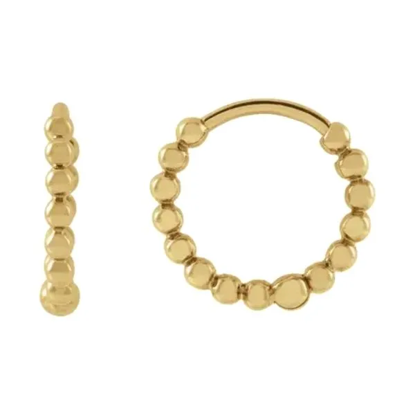 14K Yellow Gold 11mm Beaded Hoop Earrings Raleigh Diamond Fine Jewelry Raleigh, NC