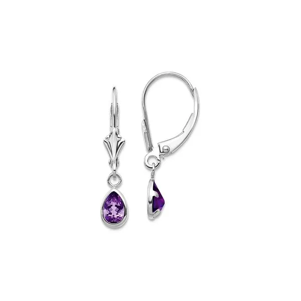 14K White Gold 0.76ct Amethyst February Birthstone Drop Earrings Raleigh Diamond Fine Jewelry Raleigh, NC
