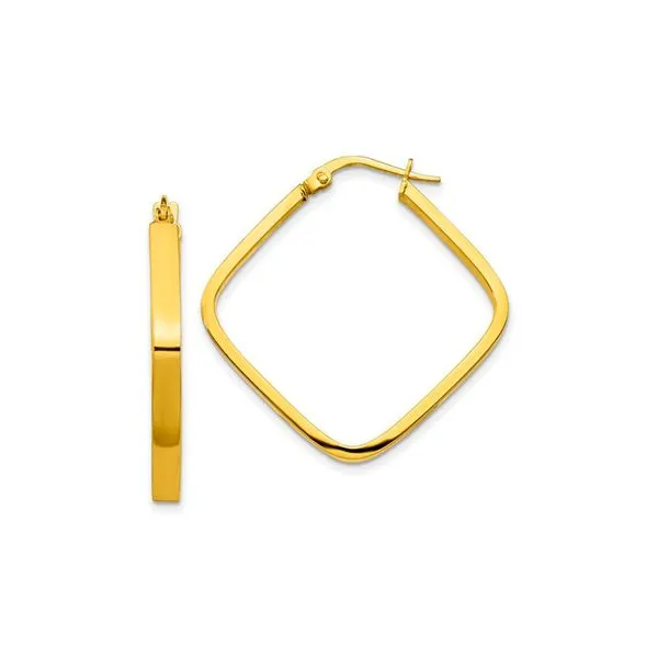 14K Yellow Gold 2.0mm Square Hoop Earrings Raleigh Diamond Fine Jewelry Raleigh, NC