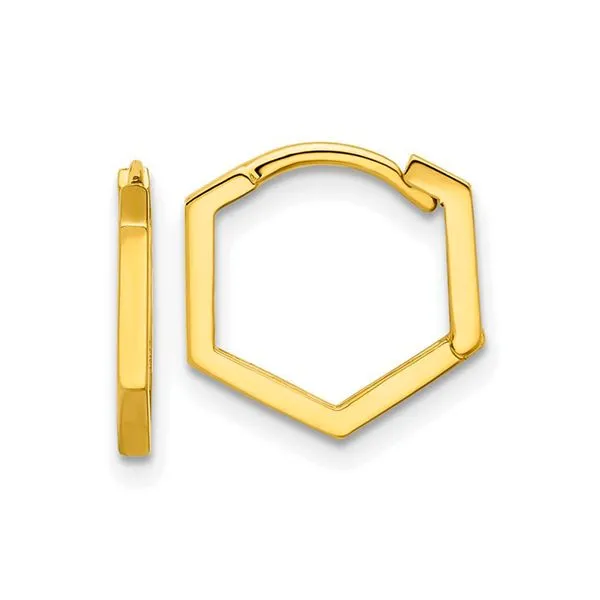 14K Yellow Gold 1.4mm Geometric Hoop Earrings Made in Italy Raleigh Diamond Fine Jewelry Raleigh, NC