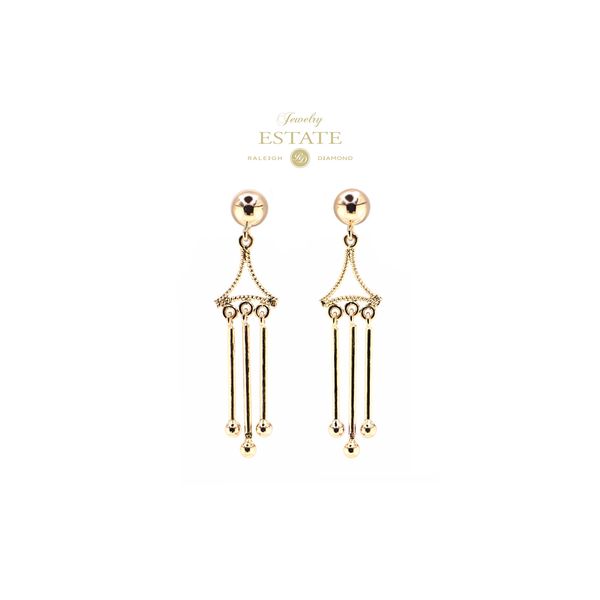 Estate 18K Yellow Gold Triple Dangle Ball Earrings Raleigh Diamond Fine Jewelry Raleigh, NC