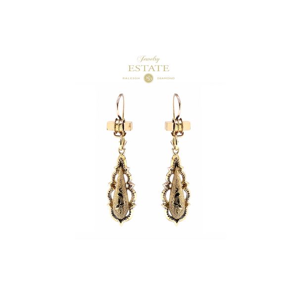 Estate 14K Yellow Gold Estruscan Style Dangle Hook Earrings Raleigh Diamond Fine Jewelry Raleigh, NC
