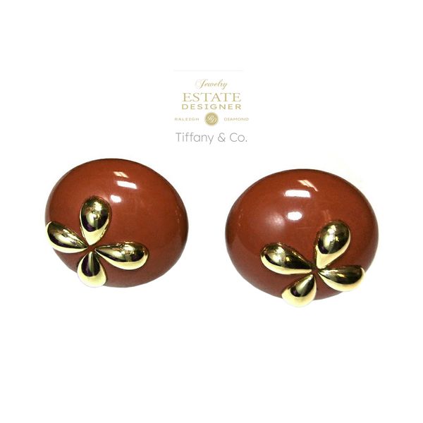 Estate Designer Tiffany & Co. Angela Cummings 18K Yellow Gold Carnelian Jacks Dome Earrings Raleigh Diamond Fine Jewelry Raleigh, NC