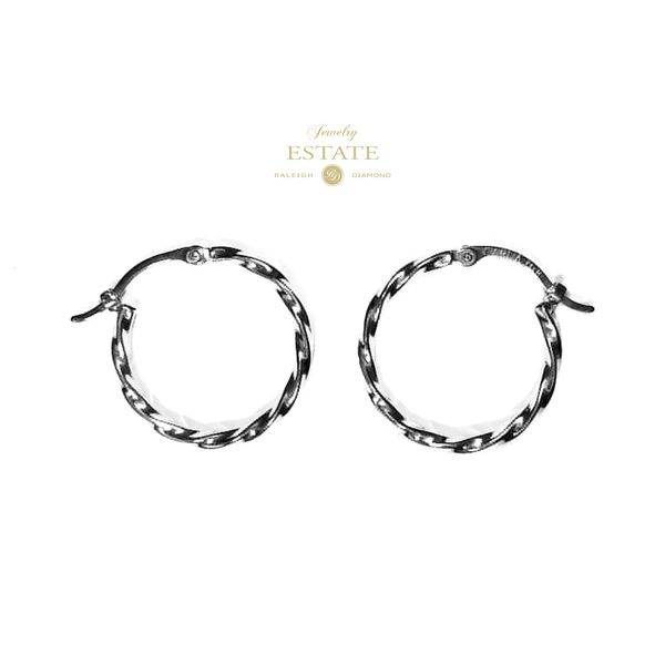 Estate 14K White Gold Twisted Hoop Earrings Raleigh Diamond Fine Jewelry Raleigh, NC