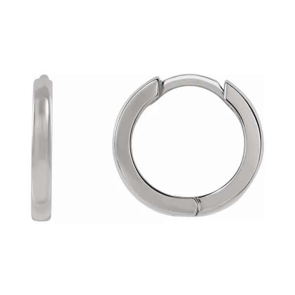 14K White Gold 10mm Huggies Hoop Earrings Raleigh Diamond Fine Jewelry Raleigh, NC
