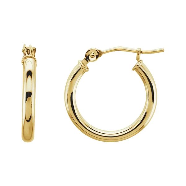 14K Yellow Gold Tube 15 mm Hoop Earrings Raleigh Diamond Fine Jewelry Raleigh, NC