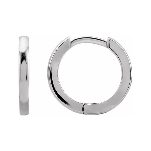 14K White Gold 12.5mm Huggies Hoop Earrings Raleigh Diamond Fine Jewelry Raleigh, NC