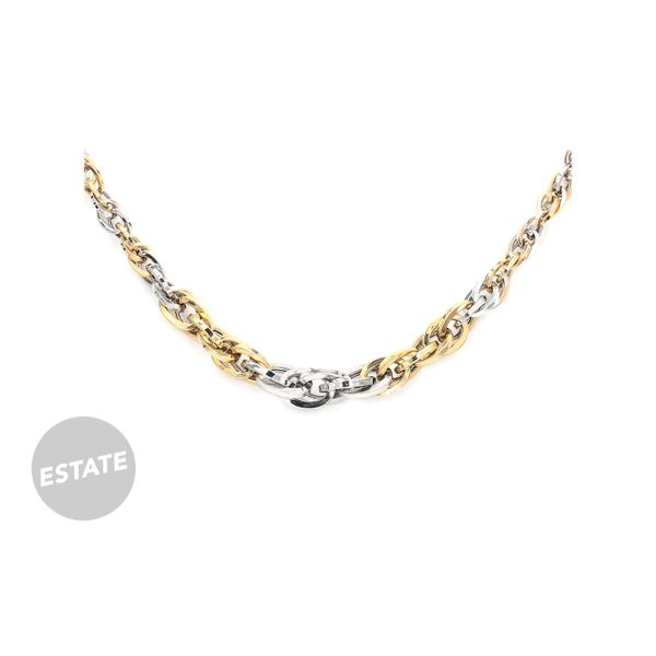 Estate 14K Two-Tone White and Yellow Gold Fancy Link 18'  Chain Raleigh Diamond Fine Jewelry Raleigh, NC