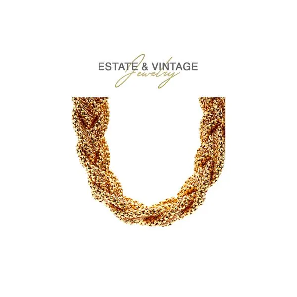 Estate 14K Yellow Gold Braided Wide 17.5