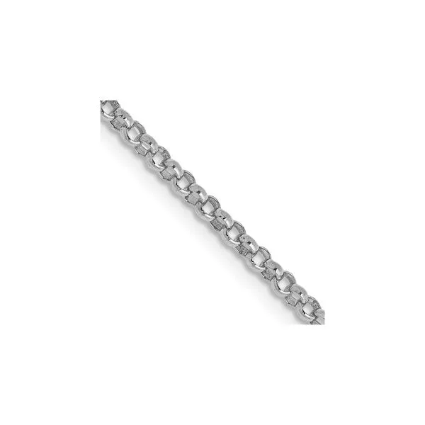14K White Gold 1.55mm Rolo Pendant 18