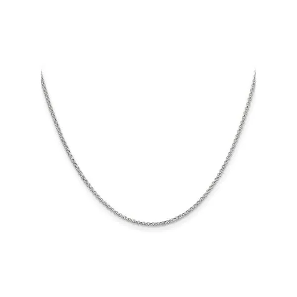 14K White Gold 1.55mm Rolo Pendant 18