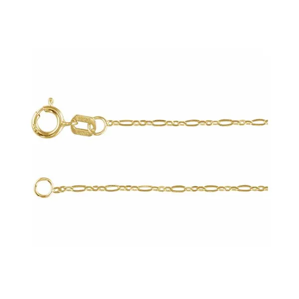 14K Yellow Gold Figaro 1.55mm Permanent Bracelet 16
