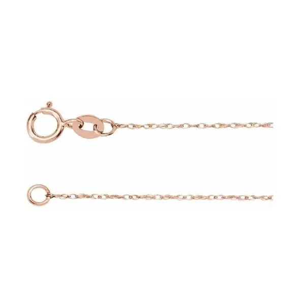 14K Rose Gold 0.75mm 16" Rope Chain Raleigh Diamond Fine Jewelry Raleigh, NC