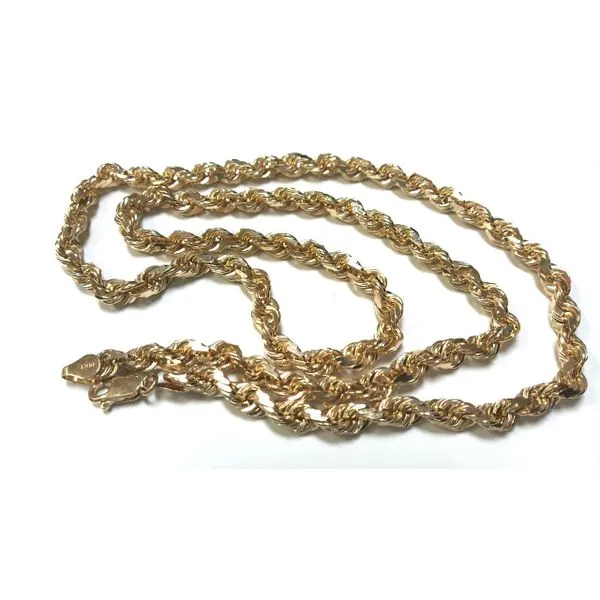 14K Yellow Gold Diamond Cut 24" Rope Gold Men's Chain Raleigh Diamond Fine Jewelry Raleigh, NC