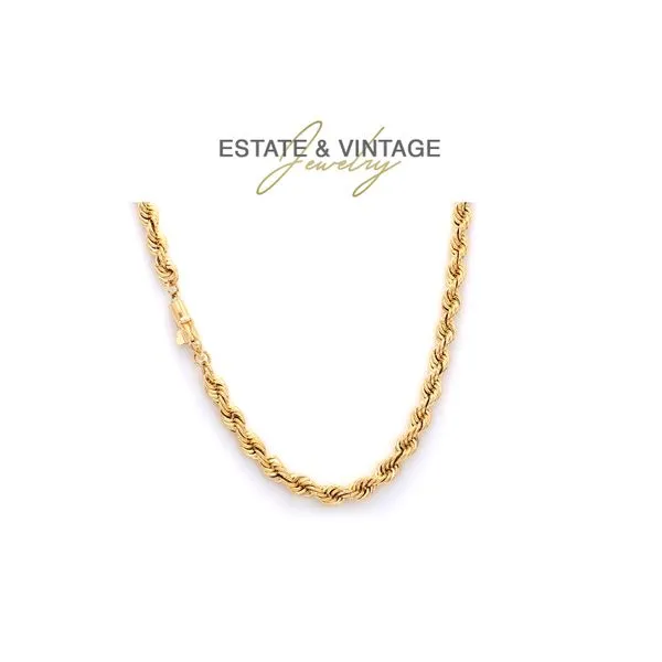 Estate 14K Yellow Gold Solid Diamond Cut18