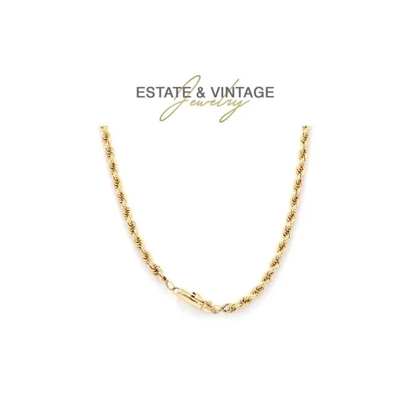 Estate 14K Yellow Gold 3.0mm 18" Solid Rope Men's Chain Image 2 Raleigh Diamond Fine Jewelry Raleigh, NC