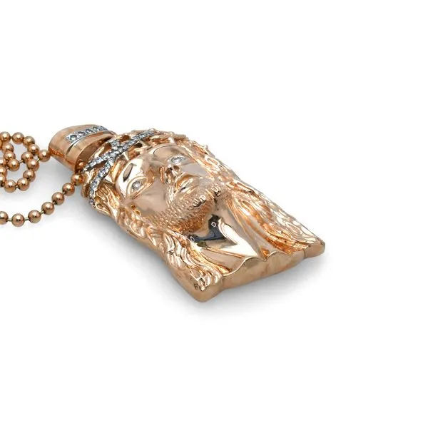 Estate 14K Rose Gold ~2.00ctw Diamond Men's Jesus Pendant from Rapper LUDACRIS Image 2 Raleigh Diamond Fine Jewelry Raleigh, NC