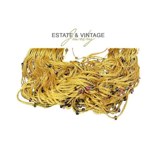 Estate Calgaro Yellow Gold Opera Mesh Chain Necklace Raleigh Diamond Fine Jewelry Raleigh, NC