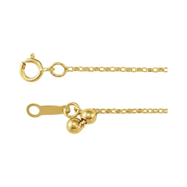 14K Yellow Gold 1.1 mm Adjustable Rolo 16-22