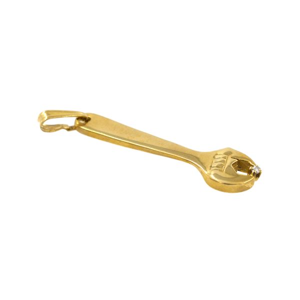 Estate 14K Yellow Gold Wrench Charm with Diamond Accent Image 3 Raleigh Diamond Fine Jewelry Raleigh, NC