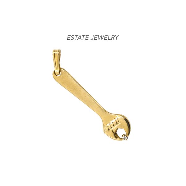 Estate 14K Yellow Gold Wrench Charm with Diamond Accent Raleigh Diamond Fine Jewelry Raleigh, NC