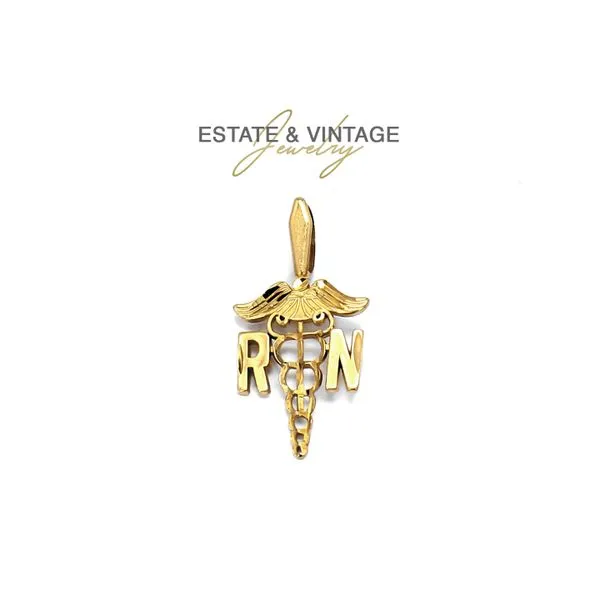 Estate 14K Yellow Gold Registered Nurse Caduceus Pendant Raleigh Diamond Fine Jewelry Raleigh, NC