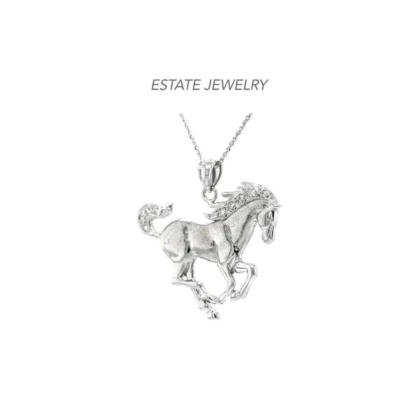 Estate 14K White Gold 0.12ctw Diamonds Running Horse Pendant Raleigh Diamond Fine Jewelry Raleigh, NC