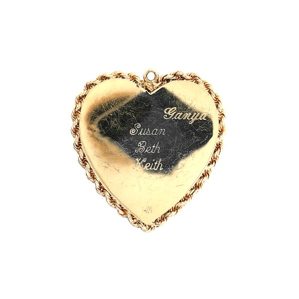 Estate 14K Yellow Gold Heart Pendant with Pearls Rubies and Sapphires Image 2 Raleigh Diamond Fine Jewelry Raleigh, NC